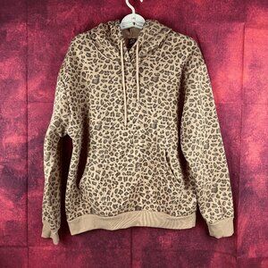 SHEIN WOMEN'S PULLOVER HOODIE, CHEETAH PRINT, KANGAROO POCKETS, SOFT FLEECE, L